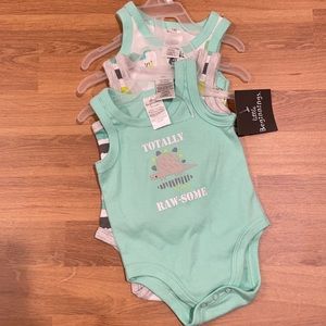 Little Beginnings 3-pack bodysuits. NEW with tags. Baby clothes.